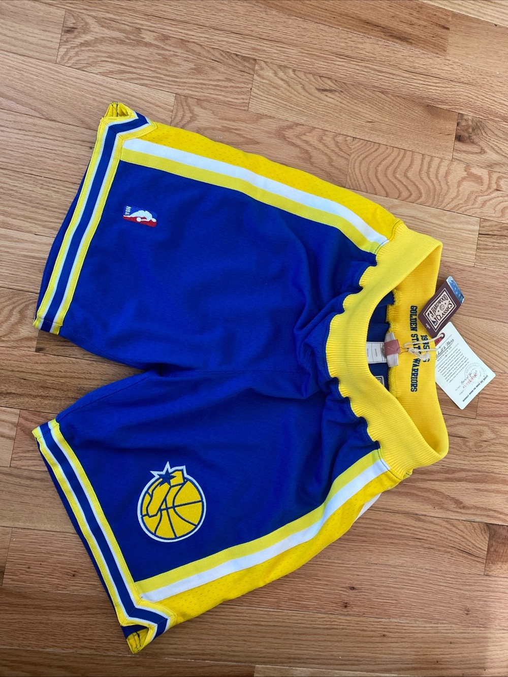 Mitchell & Ness Blue and Yellow Men's Athletic Shorts - Picture 2 of 4